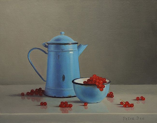 Peter Dee - Blue Enamelware with Redcurrants